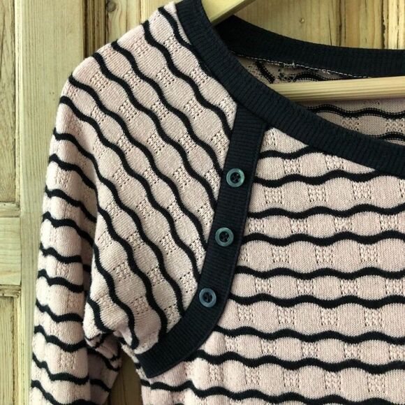Free People XS‎ Striped Longsleeve Peplum Sweater Blouse - Picture 2 of 6